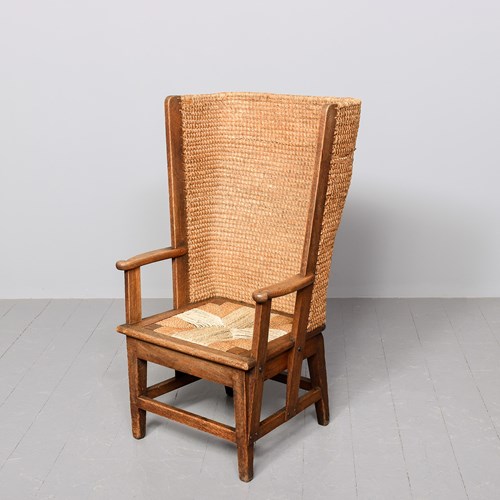 Large Oat-Straw Oak Framed Orkney Chair