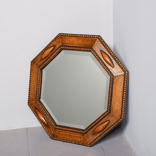 Neat-Sized Jacobean Style Oak Mirror
