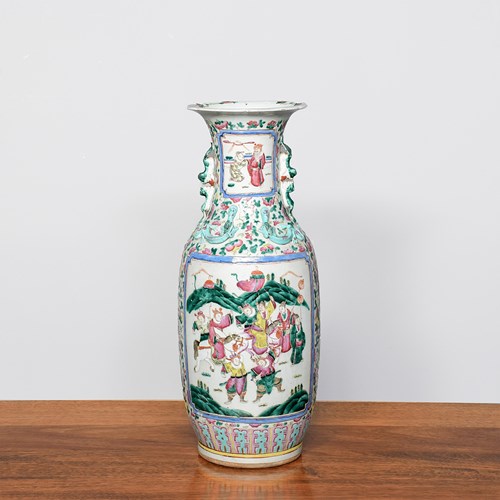 Magnificent Tall Hand-Painted Canton (Mandarin) Vase 
