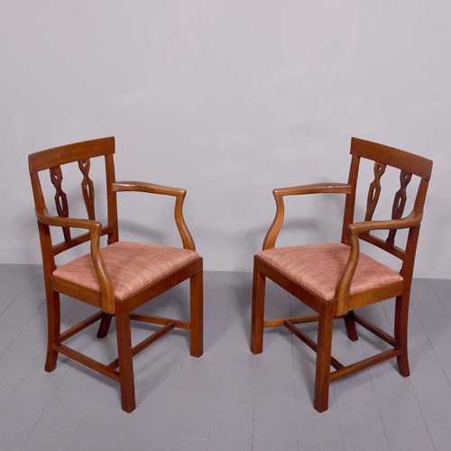 Pair Of Late George III Provincial Mahogany Arm Chairs