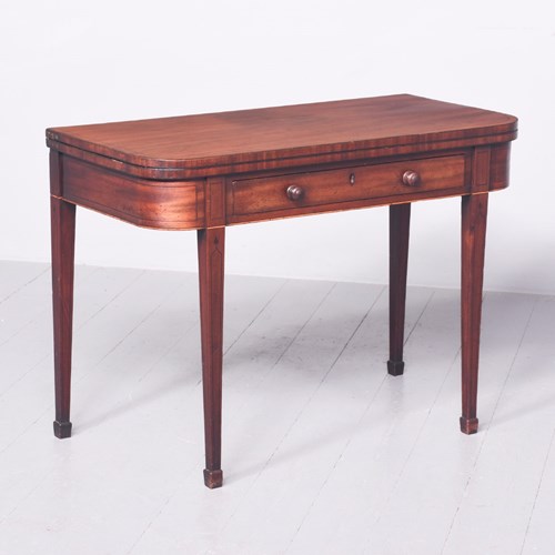 George III Ebony-Inlaid Mahogany Foldover (Hall Or Small Dining) Table