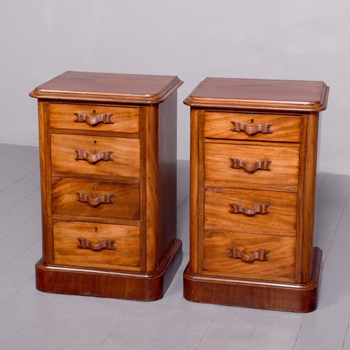 Pair Of Mid-Victorian Small Spanish Mahogany Chest Of Drawers/Lockers