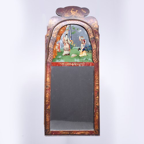 George I Style Red Japanned Pier Mirror