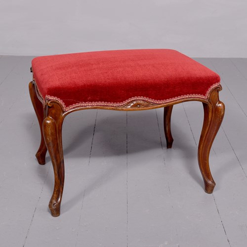 Mid-Victorian Mahogany Framed Cabriole Leg Stool