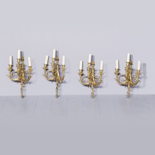 Set Of 4 Quality Cast Brass Wall Sconces
