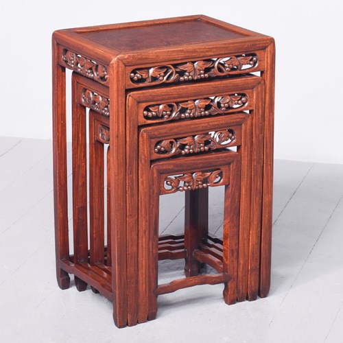 Set Of Four Qing Dynasty Hongmu And Burr Hardwood Nest Of Tables