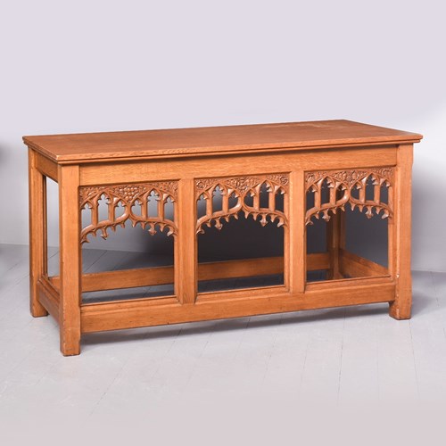 Oak Gothic Revival Serving Or Side Table