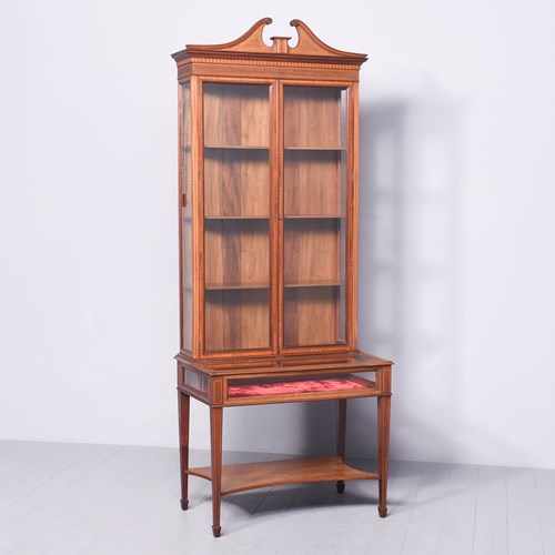 Quality Inlaid Mahogany Sheraton Style Bijouterie Cabinet