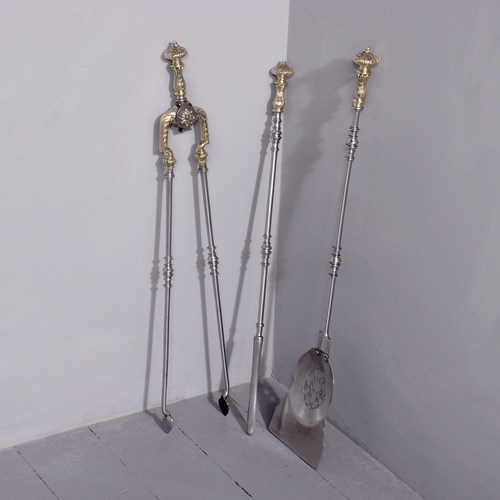 Set Of George III Bi-Metal Fireside Tools