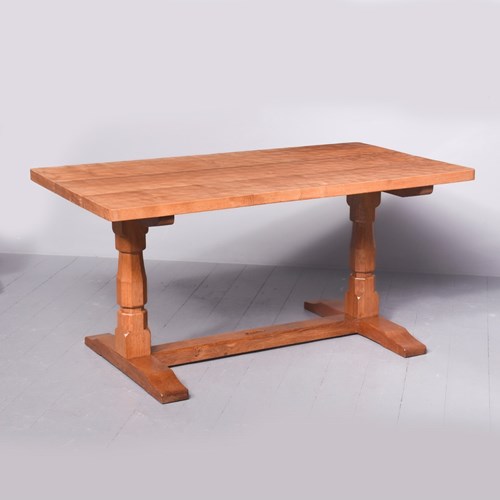 Oak Adzed-Top Yorkshire Critter Refectory Dining Table By Lizardman 