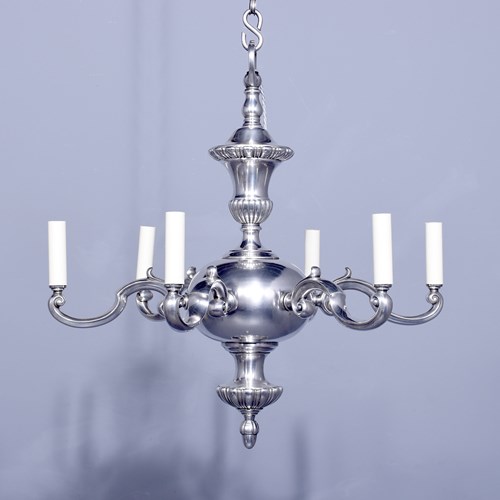 Silvered Dutch Style 6 Arm Light Fitting