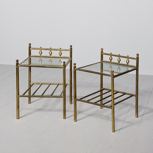 Pair Of Vintage, Neat-Sized Brass, Coffee Or Side Tables