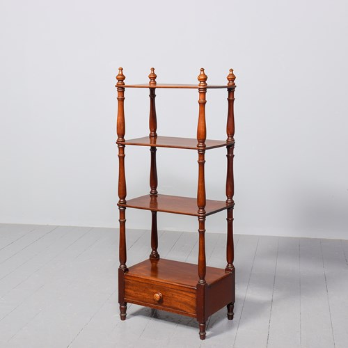 William IV Four-Tier Mahogany Whatnot With Nice Colour And Patina, And A Drawer 