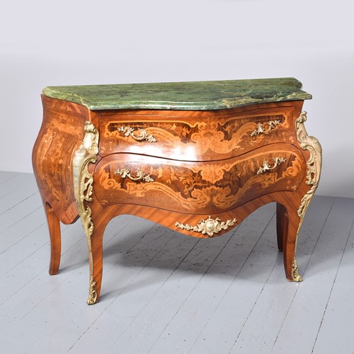 Continental Inlaid Kingwood  Marble Commode
