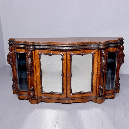 Mid-Victorian Carved Serpentine Fronted Credenza
