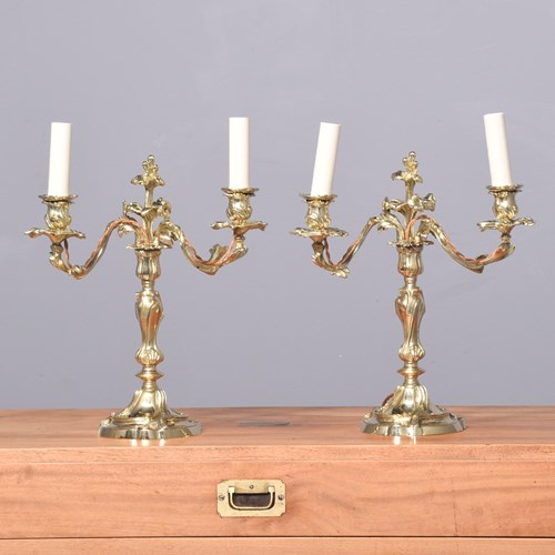 Pair Of Rococo Style Brass Table Lamps