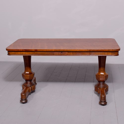 Quality Wiliam IV Freestanding Figured Mahogany Library Table
