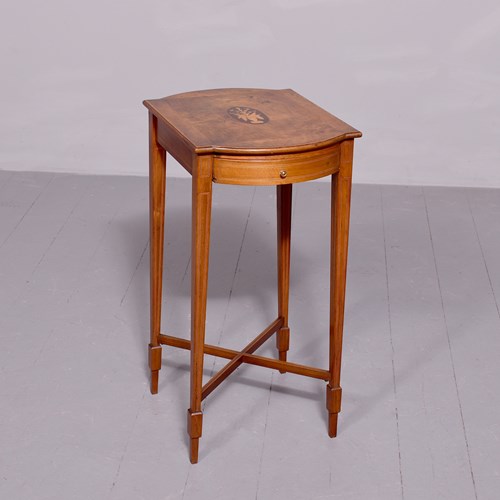 Late Victorian Sheraton-Style  Burr Walnut Inlaid Side Table