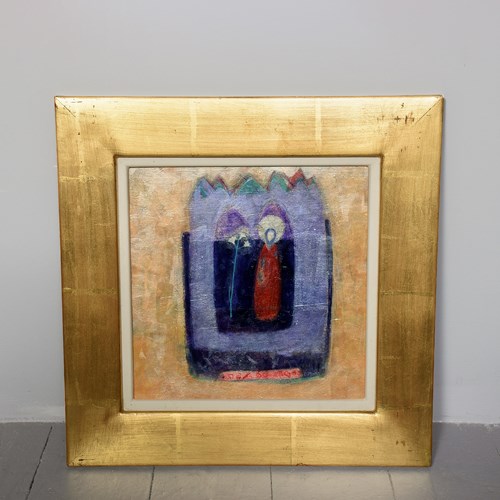 Original Mixed Media And Oil Painting By Catriona Mann, Edinburgh, Titled “Icon”