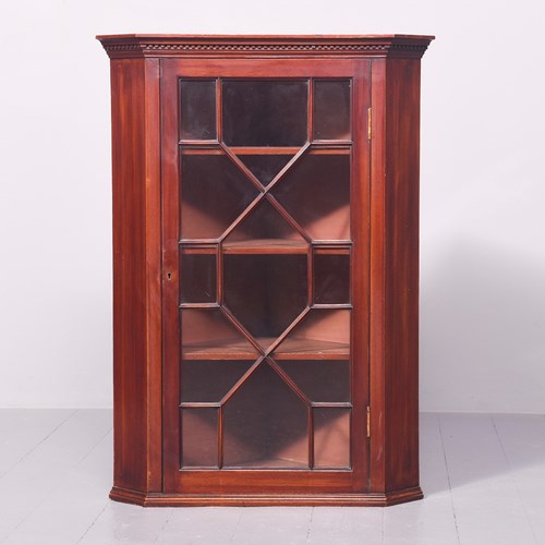 George III Astragal-Glazed Mahogany Hanging Corner Cabinet