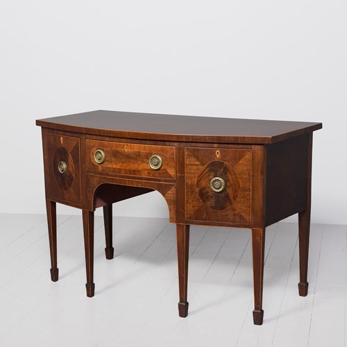 George 3Rd Inlaid Mahogany Bow-Front Sideboard, In Excellent Original Condition 