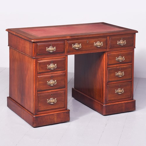 Neat-Sized Free-Standing Mahogany Kneehole Writing Desk