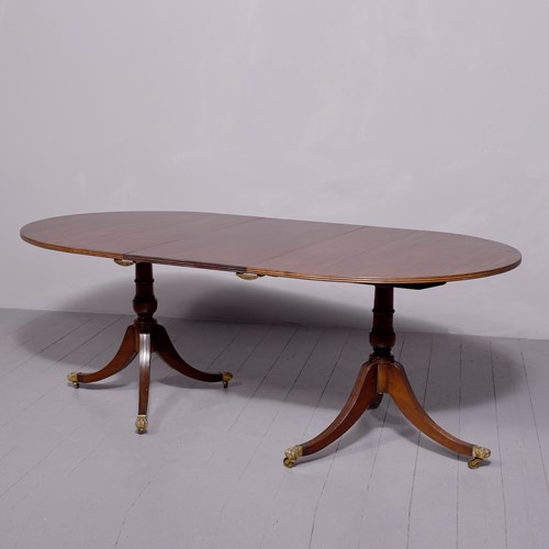George III Style Pedestal Mahogany Dining Table With Additional Leaf