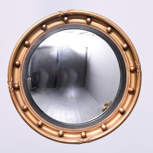 Regency Style Giltwood Circular Convex Mirror