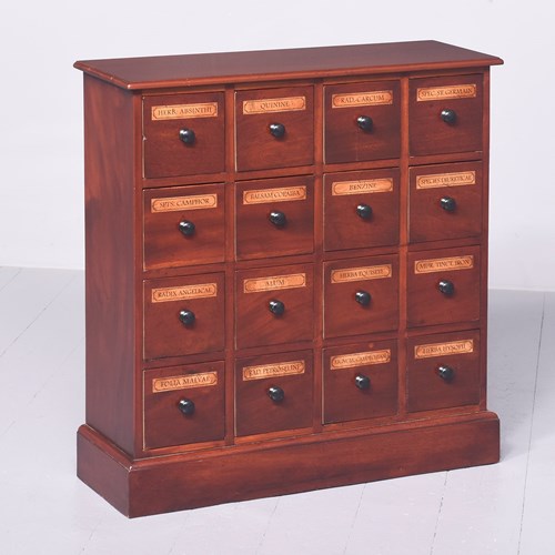 Victorian-Style, Mahogany Chest Of Apothecary Drawers Handmade From Reclaimed An