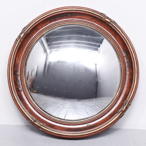 Decorative 19Th Century Regency Style Circular Convex Mirror With Chinoiserie De
