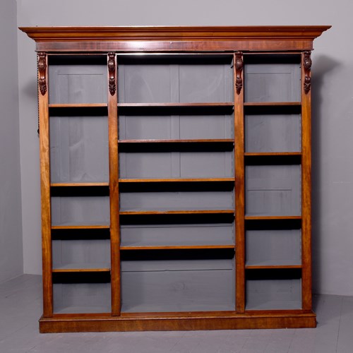 Quality Three-Section, Mid-Victorian Mahogany Open Bookcase