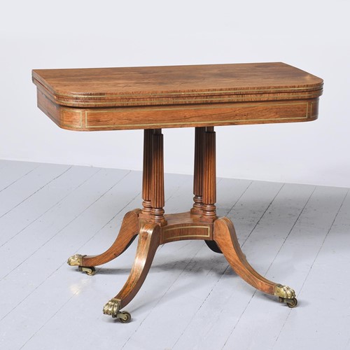 Regency Brass-Inlaid Rosewood Games Table
