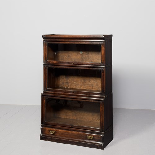 Three-Section Globe Wernicke Oak Section Bookcase 