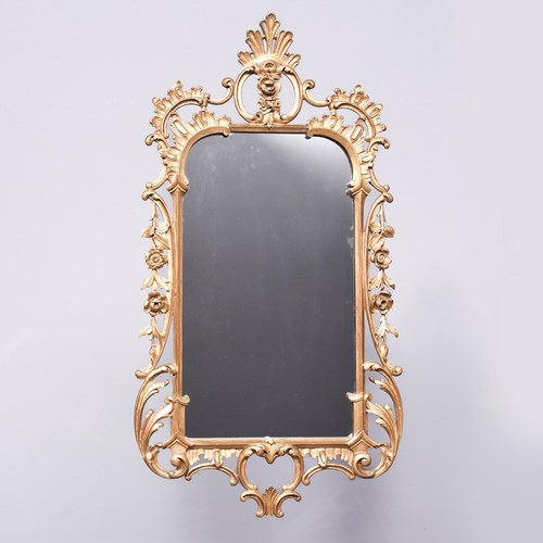 Decorative George III Style Open Carved Giltwood Wall Mirror