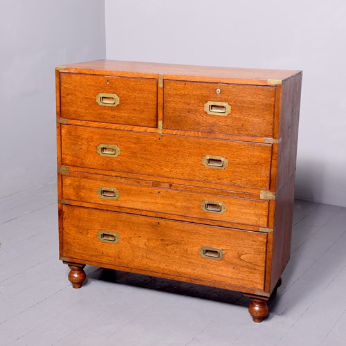 Victorian Mahogany Two-Part Brass Bound Military Chest