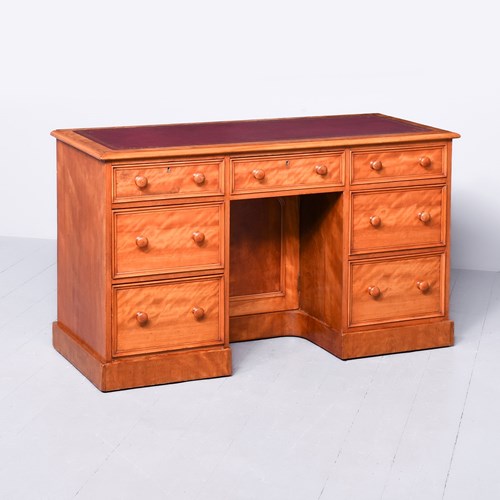 Mid Victorian Satin Birch Knee Hole Writing Desk 