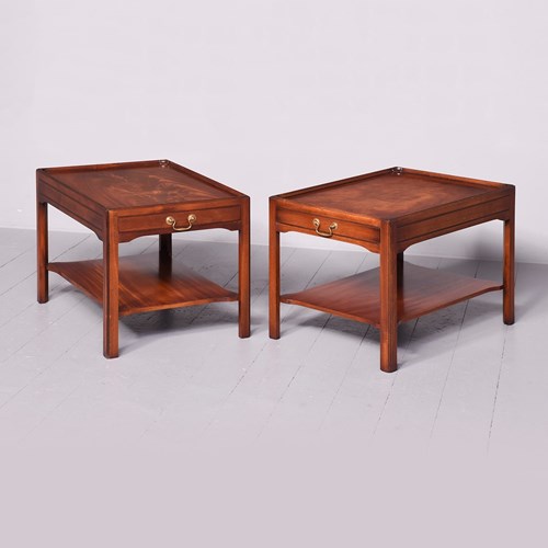 Pair Of Georgian Style Figured Mahogany Coffee Tables 