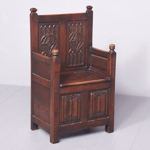 Attractive Gothic Style Oak Hall Chair
