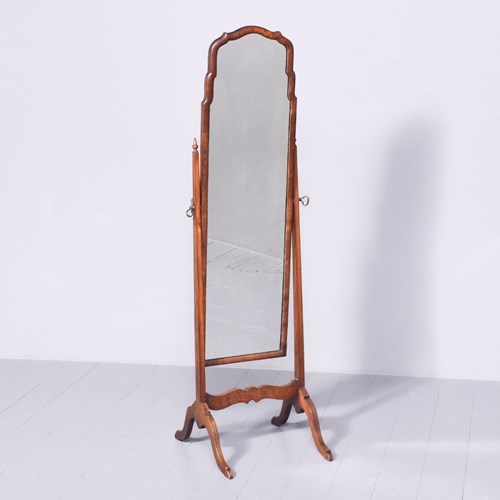 Queen Anne Style Walnut Cheval Mirror