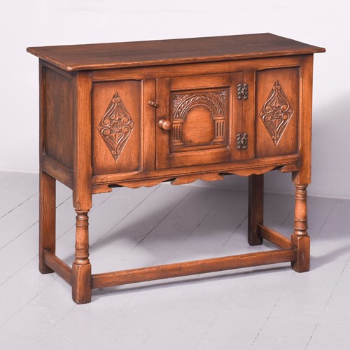 Solid Oak Jacobean-Style Neat-Sized Oak Cupboard