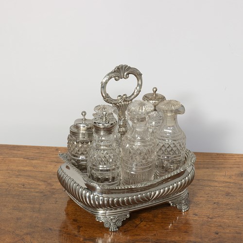 Solid Silver Cruet Set On Stand Hallmarked London 1819, Made By Charles Thomas F