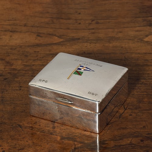 Solid Silver Box With Enamelled Nautical Flags On The Lid