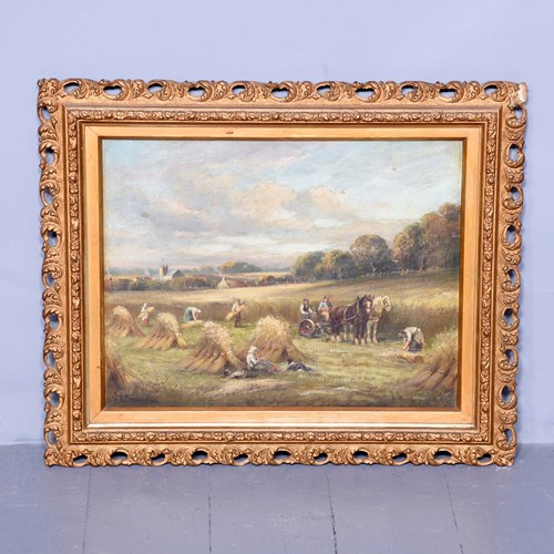 Oil Painting Harvest Time Near Liberton Mid-Lothian