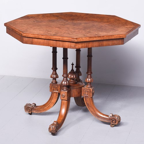 Mid-Victorian Octagonal Burr-Walnut Centre Table 