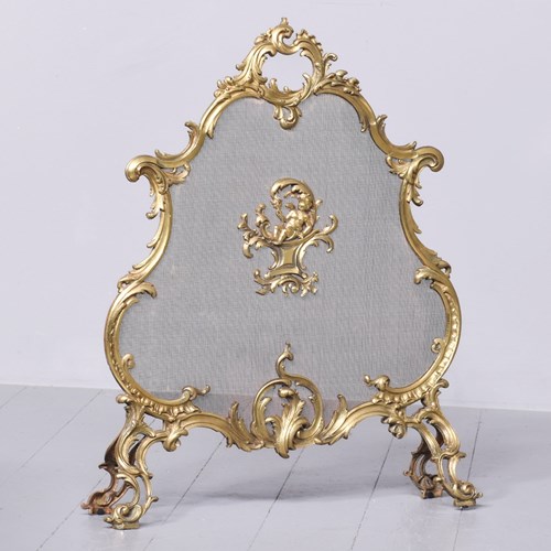 Louis XV Style Cast Brass And Mesh Fire Screen