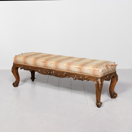 Large Carved Mahogany Cabriole Leg Stool By Robert Strahan Of Dublin