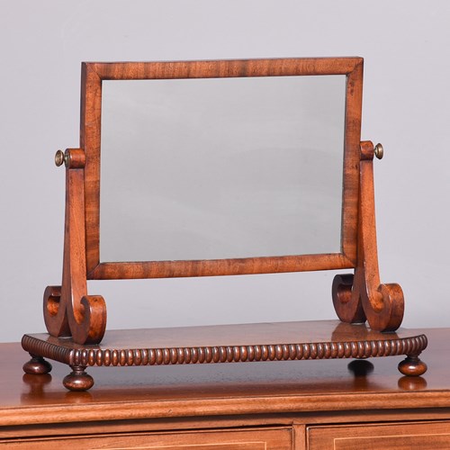 Neat-Sized Scottish Georgian Figured Mahogany Dressing Mirror 