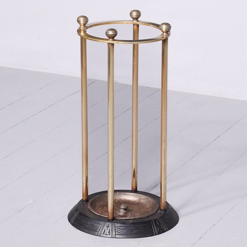 Mid Victorian Brass And Cast-Iron Circular Stick Stand