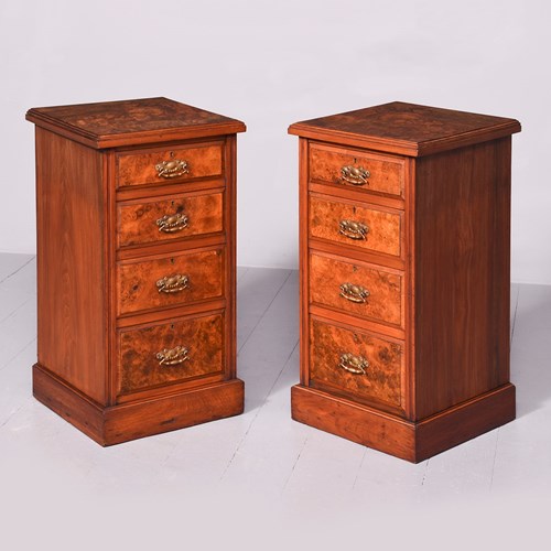 Burr Walnut Neat Size Chest Of Drawers/Bedside Lockers