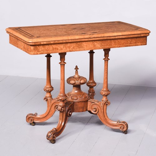 Victorian Burr Walnut, Amboyna Inlaid Card Table